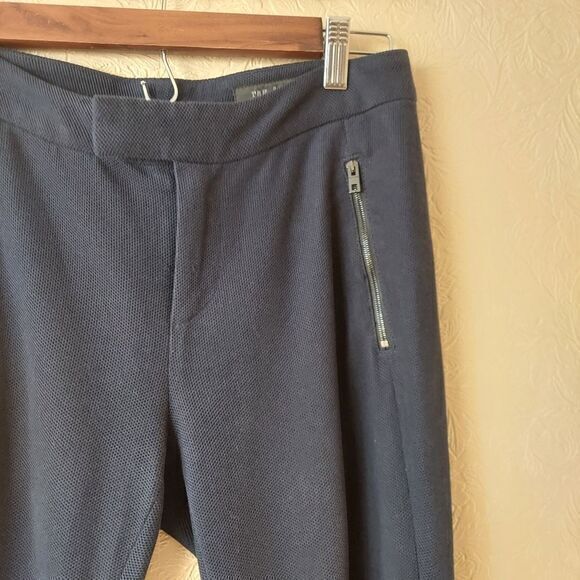 Rag & bone blue pants women's textured cotton ponte knit cuffed zipper Sz 2 - Picture 2 of 11